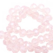 Faceted glass beads 8x6mm disc Silk peach opal-pearl shine coating